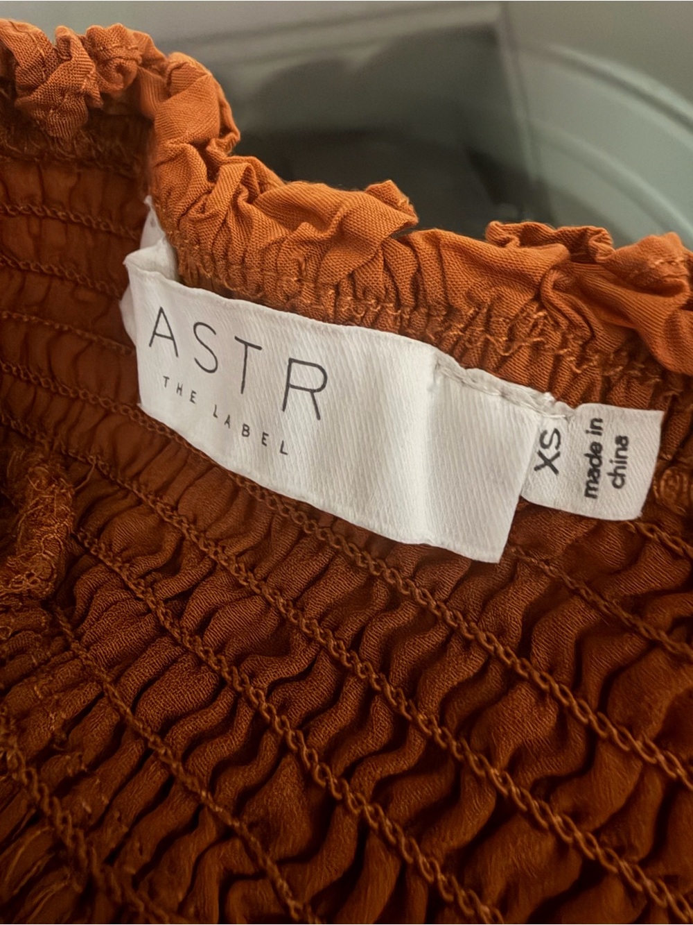 Astr Rust Orange Smocked Ruffle Mini Dress - Picture 10 of 11